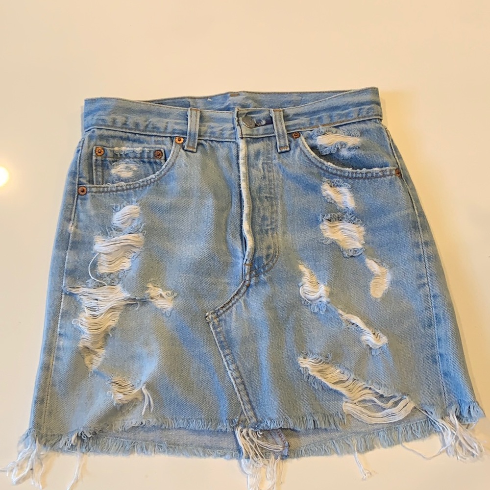 Levi’s Distressed Jean Denim Mini Skirt